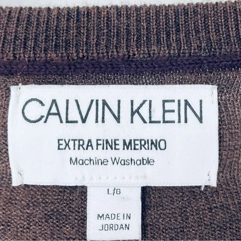 Calvin Klein Extra Merino Wool Men's Chocolate Sweater SZ L Jordan